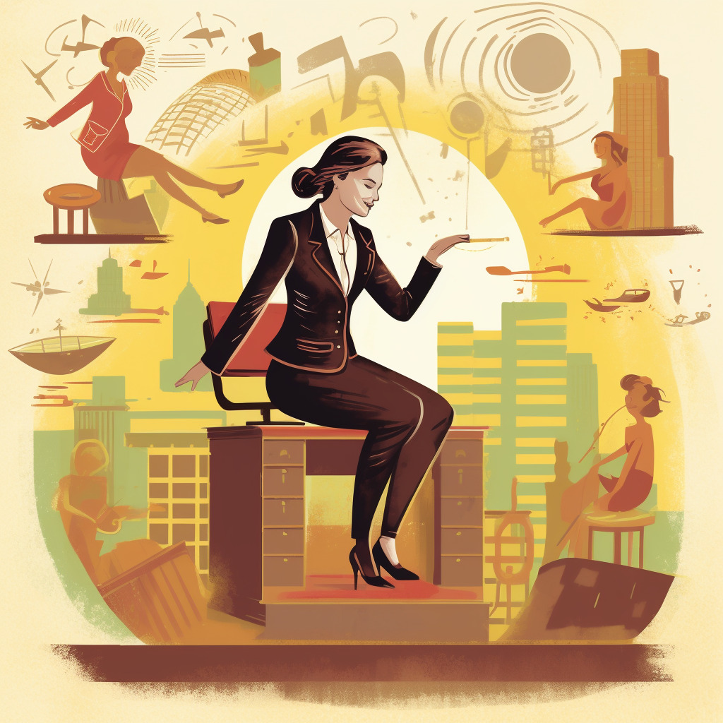 Create an illustration that represents the theme "Steps to Start Serious Marriage Hunting". For the first part of the illustration, depict a woman sitting at a desk with a paper and pen, writing down her thoughts, values, and what she seeks in a partner. This symbolizes the act of self-analysis and understanding. In the second part, show the same woman with a bright and positive aura around her, perhaps represented by light rays emanating from her. This signifies the preparation of a positive and open mindset. Finally, in the third part, have the woman looking at a calendar on the wall, or maybe a planner on her desk, with specific goals marked out. For example, you could depict symbols of a wedding bell for a marriage event or a smartphone for the marriage app, indicating her concrete action plan towards marriage. This visualizes the establishment of an action plan, highlighting the importance of clear steps towards her goal.